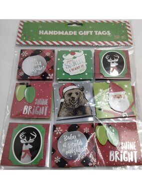 Christmas Gift Tags Cottage Cabin Lodge Bear Deer 18 Cards 3D Holiday